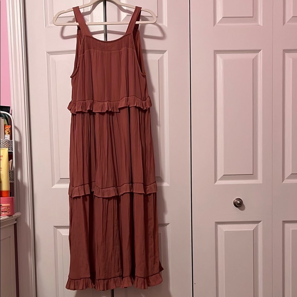 Sleeveless Tiered Maxi Dress in Dusty Rose